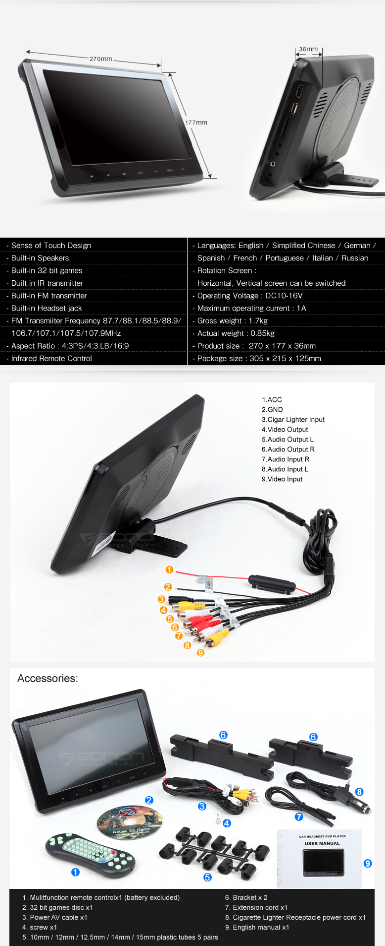 10.1 inch car monitor