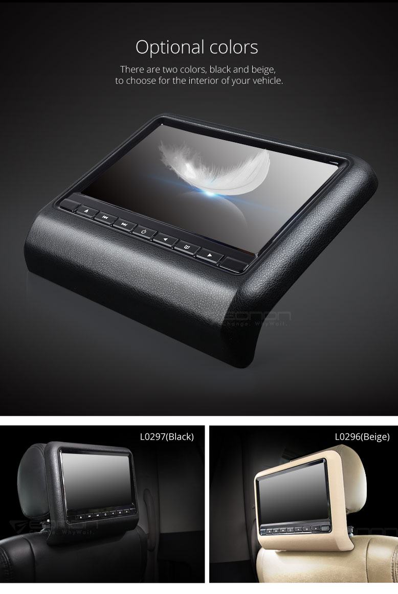 EONON 9 Digital Clip-On Screen Headrest Monitors Built-In DVD