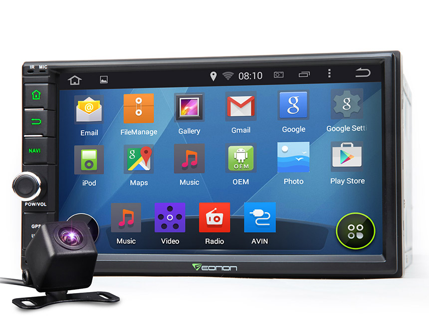2-DIN Android 4.4.4 Quad-Core 7″ Multimedia Car GPS + HD Backup Camera
