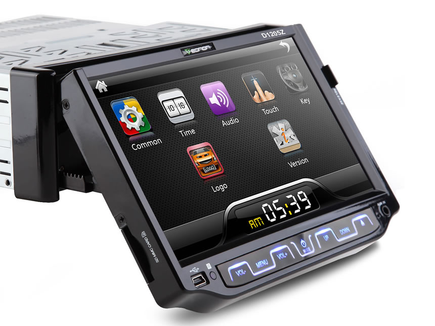 1-DIN 7″ Motorized Thin-Film Digital Touch Screen Car DVD Player with Analog TV
