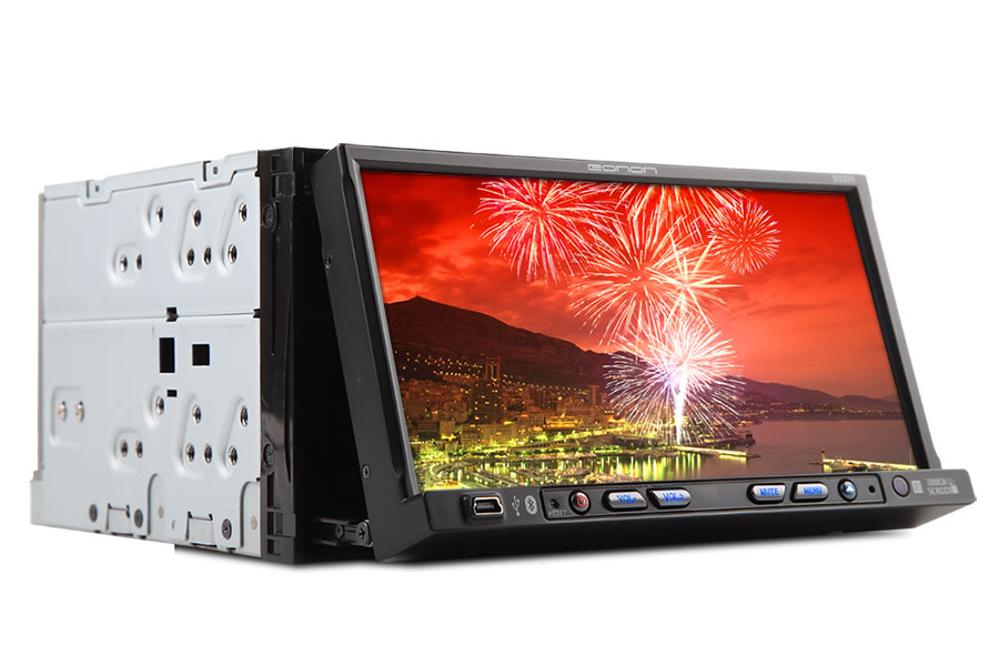 6.95 Inch Motorized Digital Touch Screen 2 Din Car DVD Player – 3D, Bluetooth, iPod/iPhone, Desktop Switch(D2205)