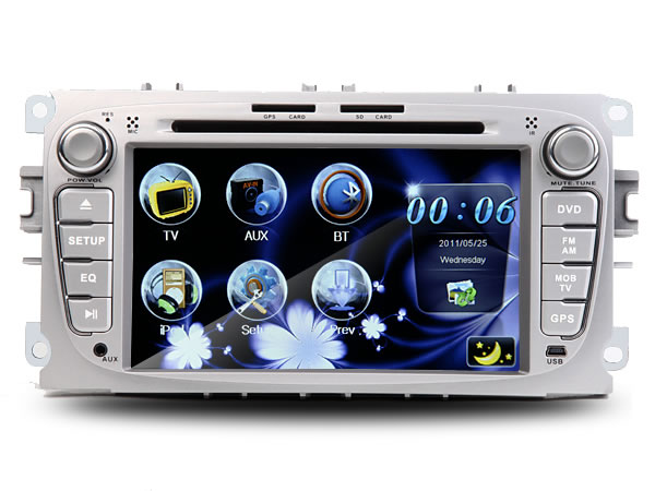 7 Inch Digital Slide Touch Screen Car DVD Player with Built-in GPS For Ford Mondeo/Focus/S-max (Silver) + Map Optional (D5118)