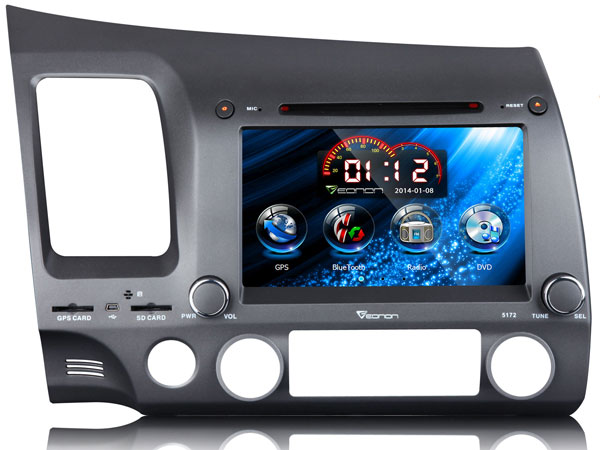 8 Inch Digital Touch Screen Car DVD Player With Built-in GPS For Honda Civic