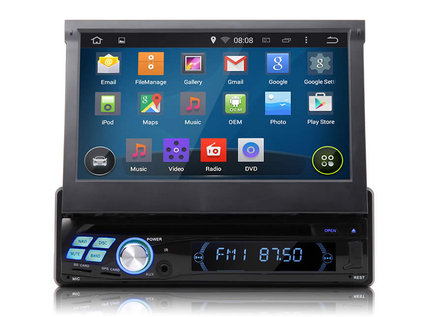 1-DIN Android 4.4.4 Quad-Core 7” Multimedia Car DVD GPS with Mutual Control Easy Connection