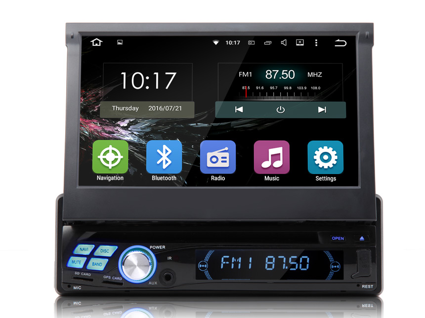 1-DIN Android 5.1.1 Lollipop Quad-Core 7″ Multimedia Car DVD GPS with Mutual Control Easy Connection