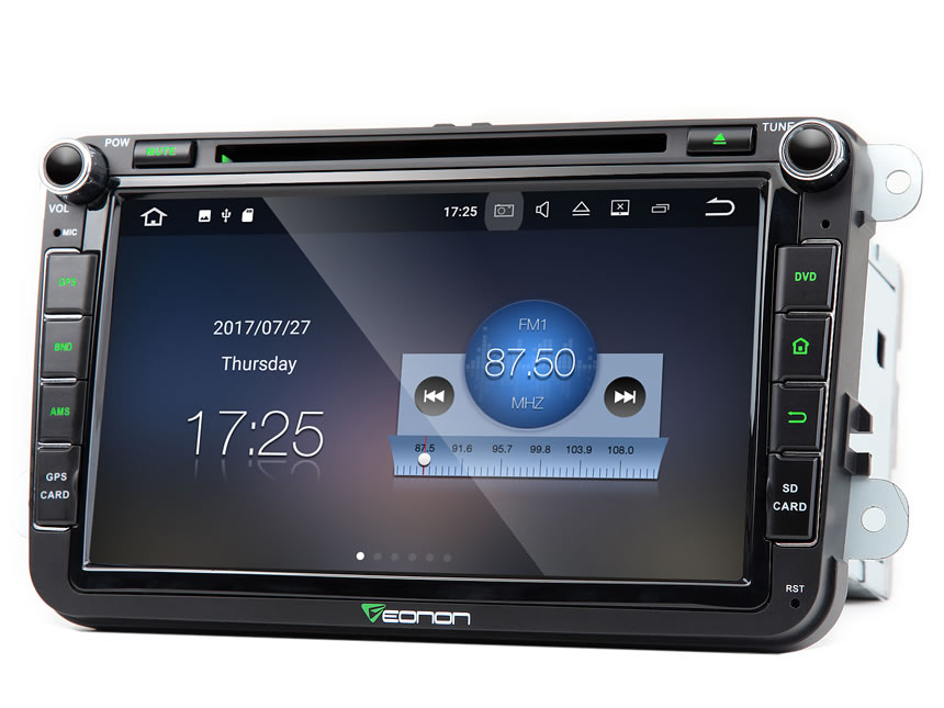 Volkswagen(VW)/SEAT/SKODA 8" HD Android 7.1 Car Audio 2GB-RAM Quad-Core Capacitive Digital Multi Touchscreen GPS Navigation System Built-in Bluetooth Compatible With Fender System HDMI Output and Split Screen