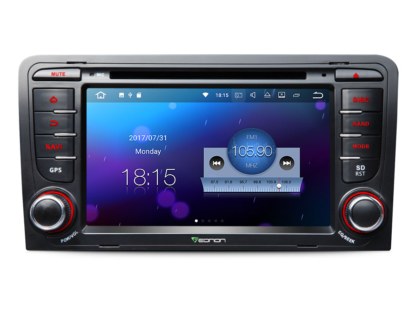 Audi A3/S3 Android 7.1 Nougat System Double Din Car Stereo 2GB RAM Quad-Core Car GPS Navigation HD 7 Inch Touch Screen Bluetooth Car Radio Receiver With HDMI Output and Split Screen