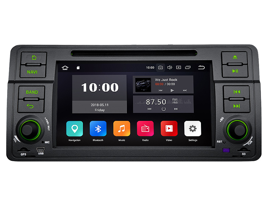 BMW E46 Android 8.0 Octa-Core 4GB RAM Car Radio GPS Navigation System 7 Inch 1 Din Multimedia Car DVD CD Player For Support Bluetooth WiFi Connection 4G Dongle Split Screen Steering Wheel Control Split Screen and PIP Multitasking