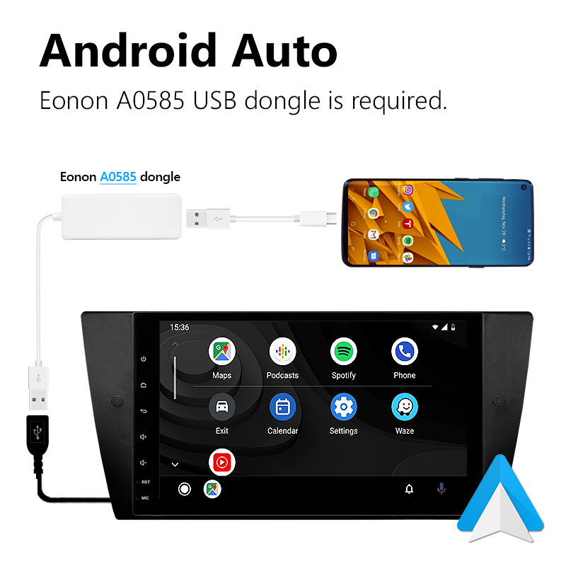 Eonon BMW E90/E91/E92/E93 Android 10 Car Stereo 9 Inch IPS Full Touchscreen Car GPS Navigation Head Unit with Built-in Apple Car Auto Play DSP