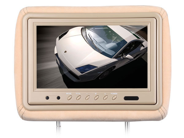 9″ Leather/Moquette Digital Screen Headrest Monitors (One Pair, 2 Pcs)