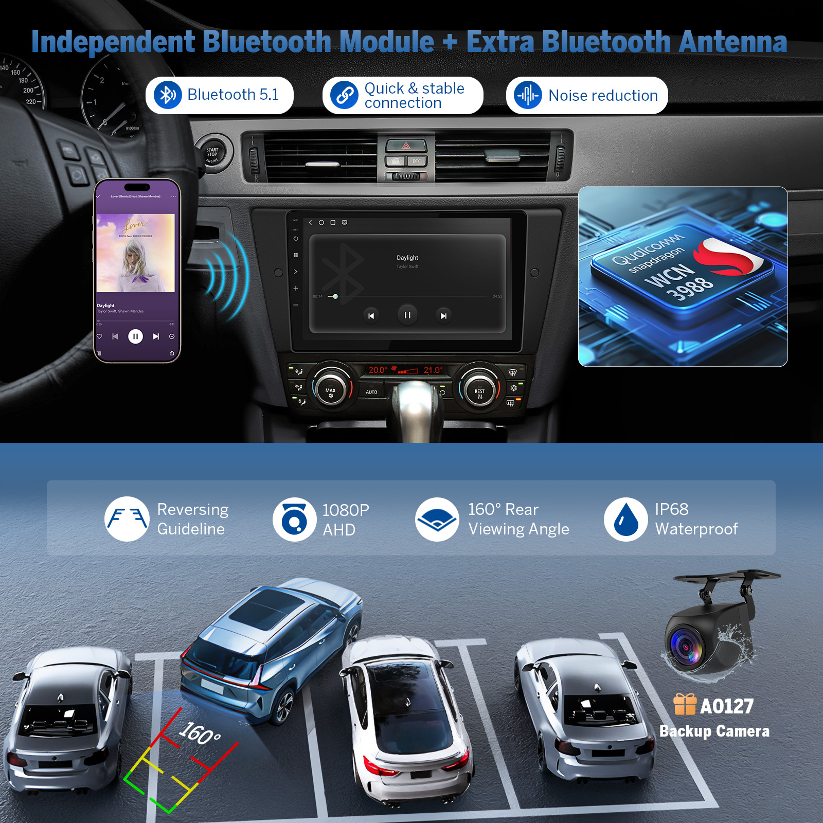 Eonon 9" Android Car Stereo for 2005-2013 BMW 3 Series E90-E93 & 2007-2012 BMW M3 – Wireless CarPlay & Android Auto, QCM6225 8-Core,6GB RAM 64GB ROM