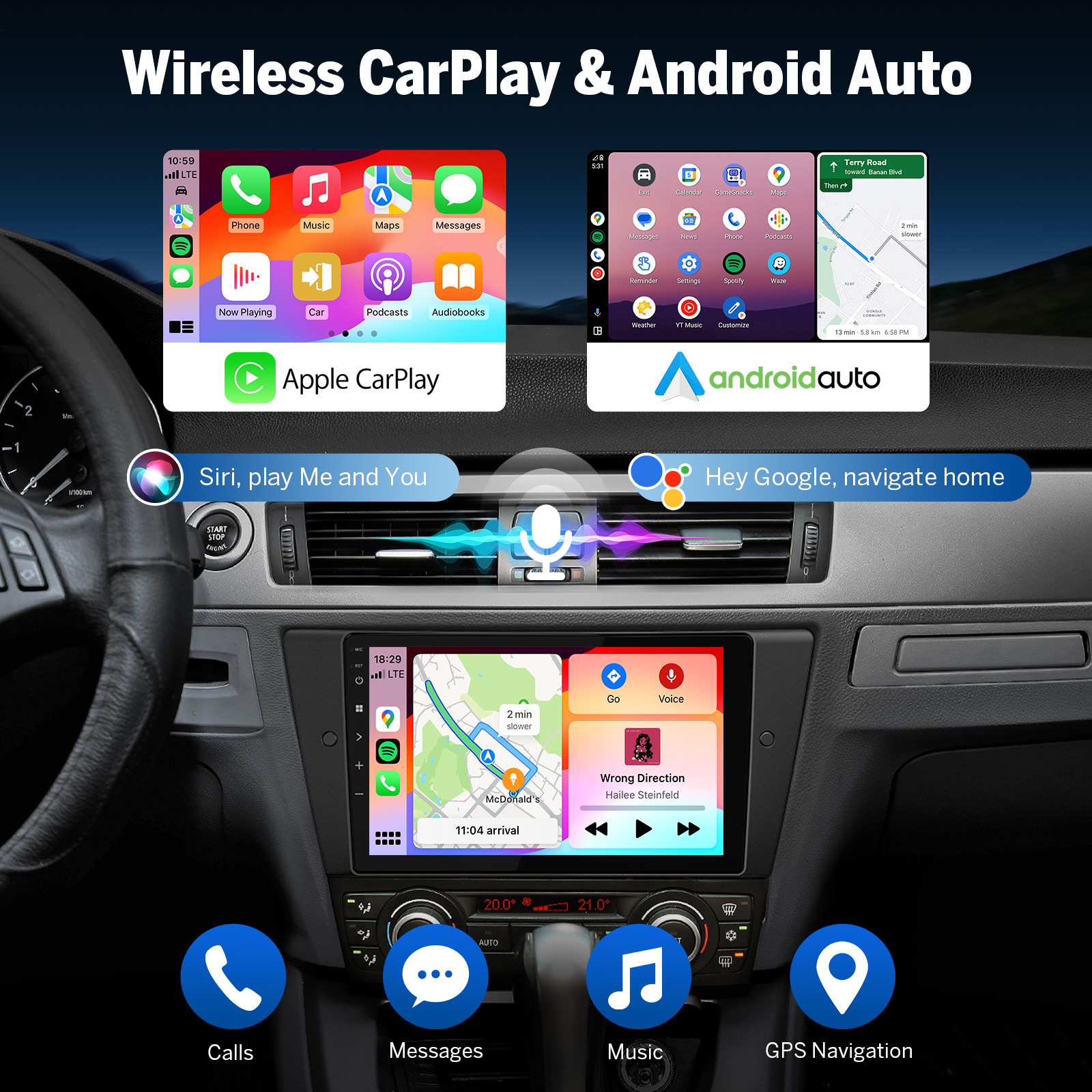 Eonon Prime Day Sale 9" Android 14 Car Radio with Wireless CarPlay & Android Auto for 2005-2013 BMW 3 Series E90-E93 & 2007-2012 BMW M3