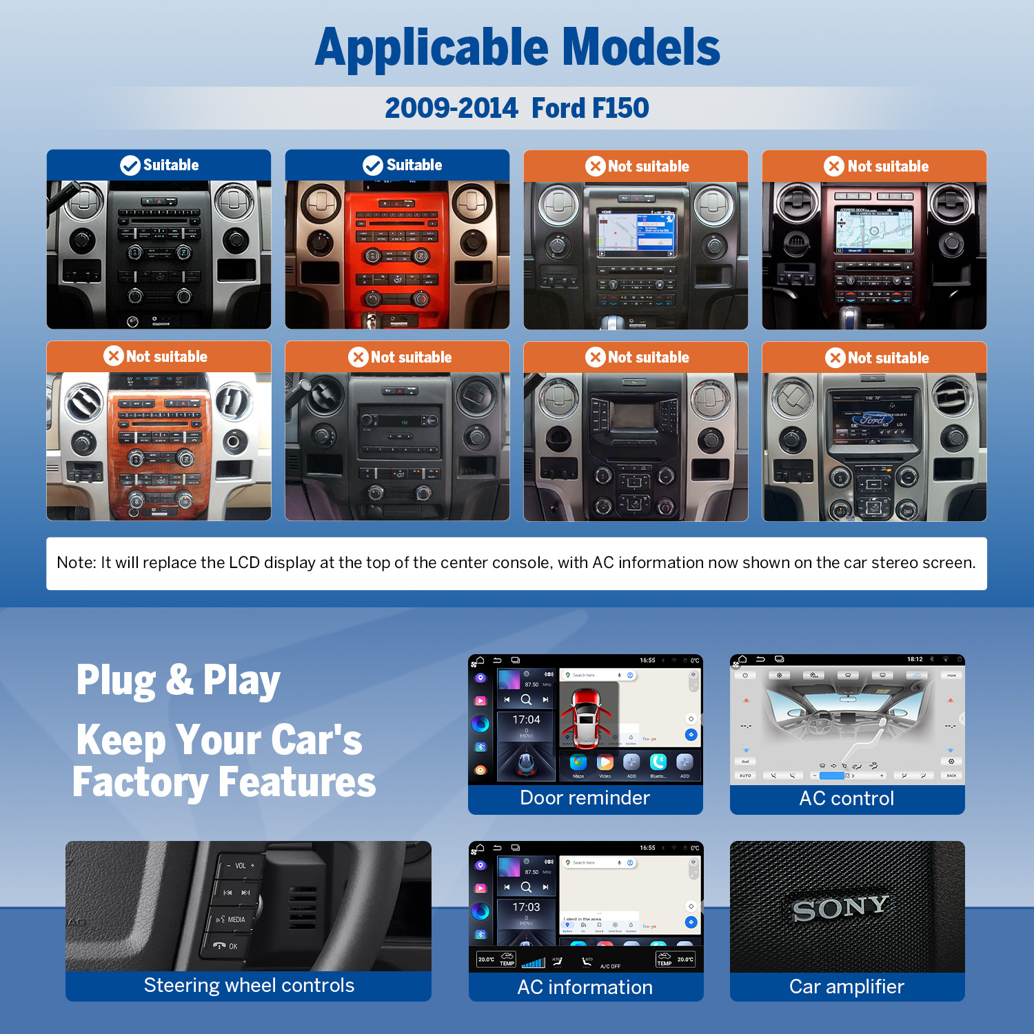 Eonon Prime Day Sale 9" Android 14 Head Unit with Wireless CarPlay & Android Auto for 2009–2014 Ford F-150