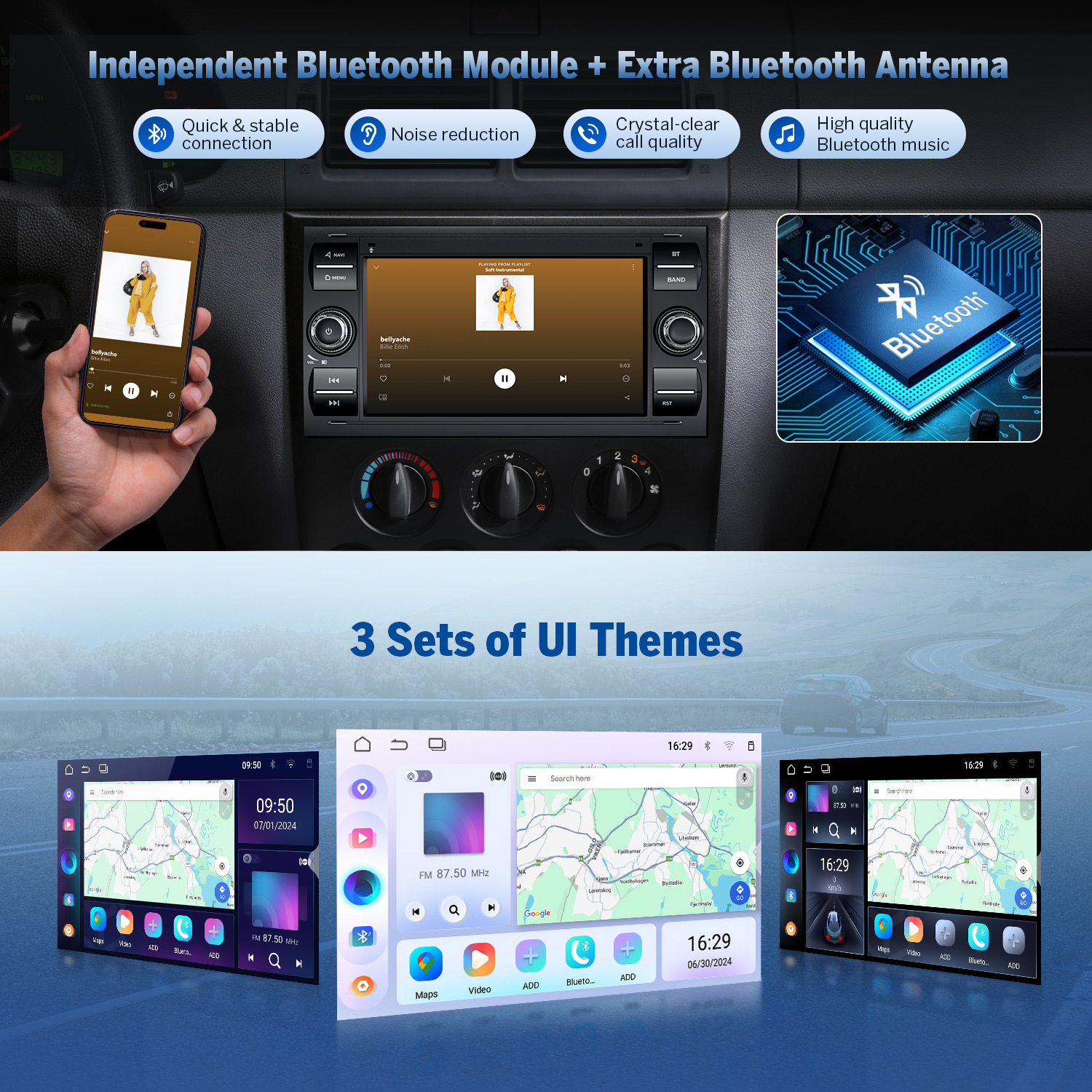 Eonon 7" Android 14 Car Radio with Wireless CarPlay & Android Auto for Ford