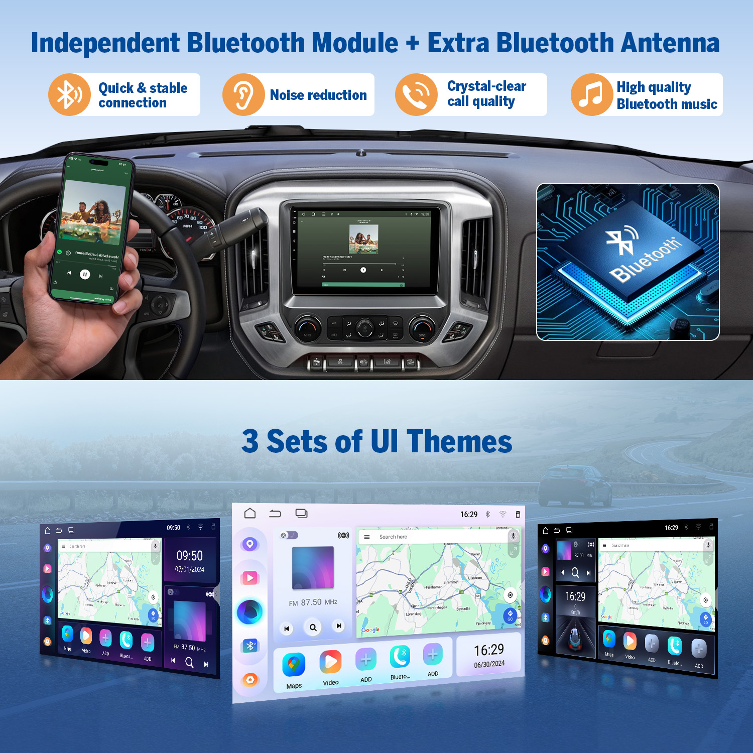 Eonon 10.1" Android 14 Car Radio with Wireless CarPlay & Android Auto for 2014-2018 Chevrolet Silverado and 2014-2018 GMC Sierra