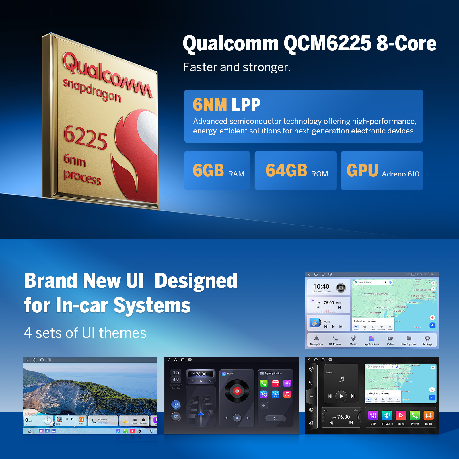 Eonon Chevrolet GMC Buick Hummer 8 Inch CarPlay & Android Car Stereo with Qualcomm QCM6225 8-Octa CPU