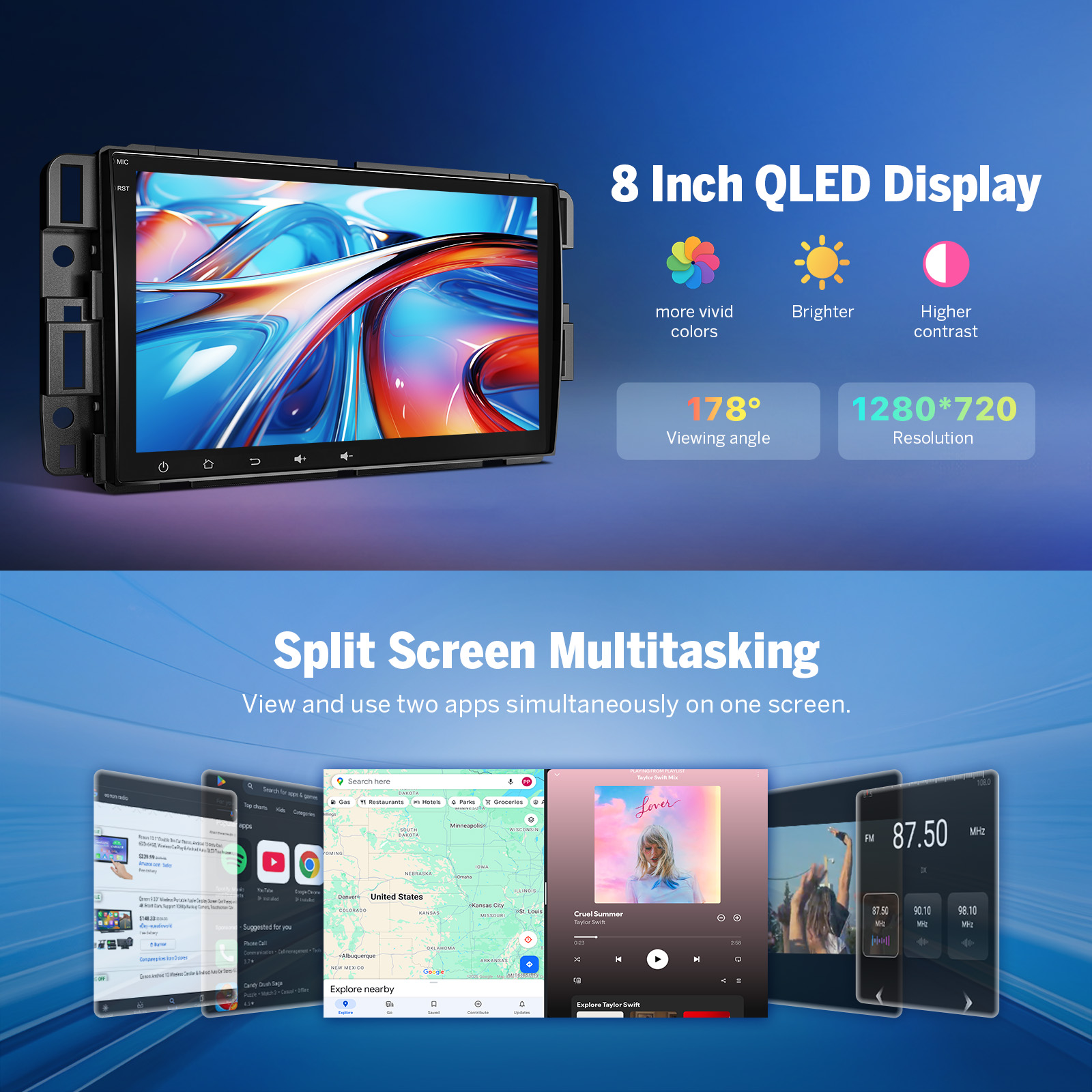 Eonon Chevrolet GMC Buick Hummer 8 Inch CarPlay & Android Car Stereo with Qualcomm QCM6225 8-Octa CPU
