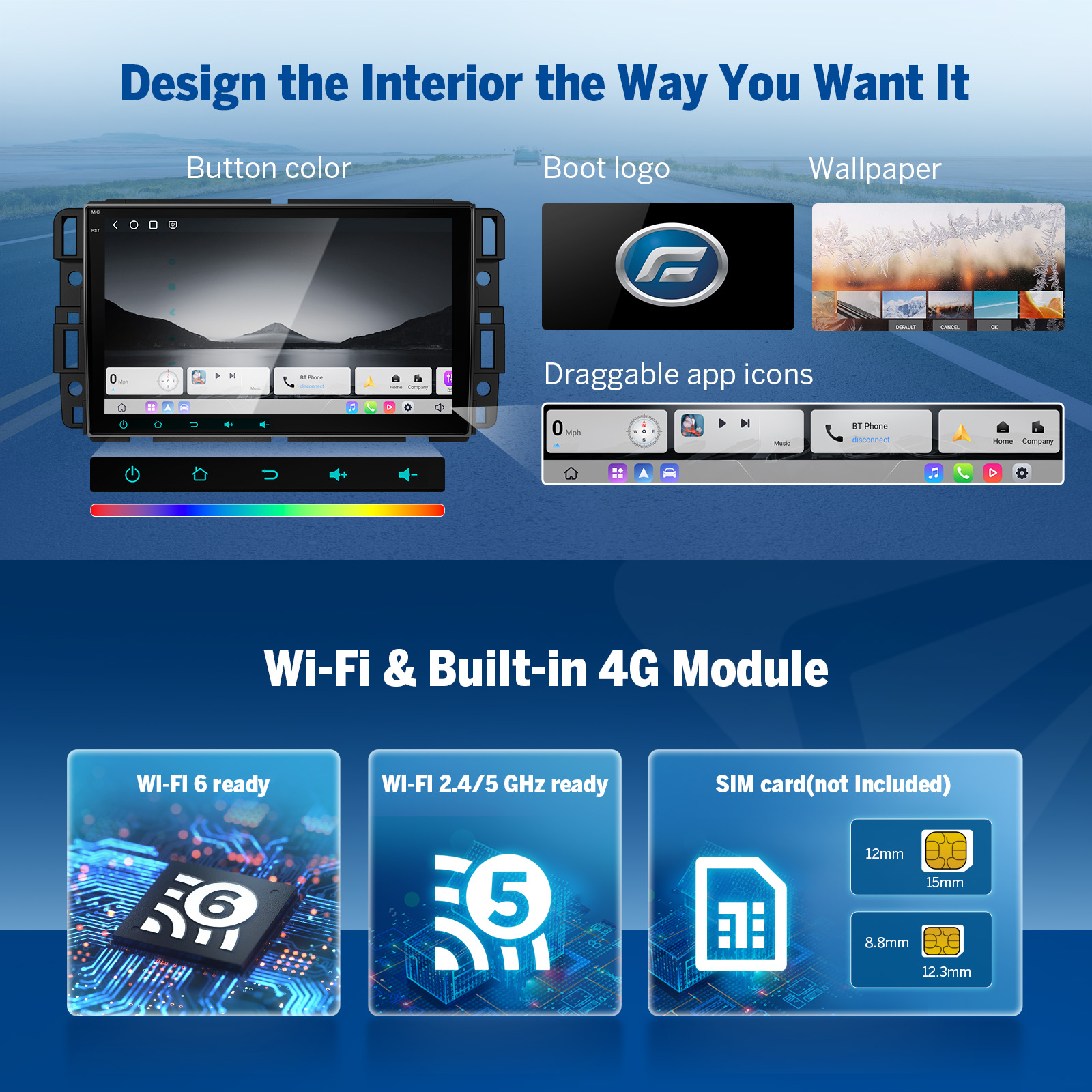 Eonon Chevrolet GMC Buick Hummer 8 Inch CarPlay & Android Car Stereo with Qualcomm QCM6225 8-Octa CPU