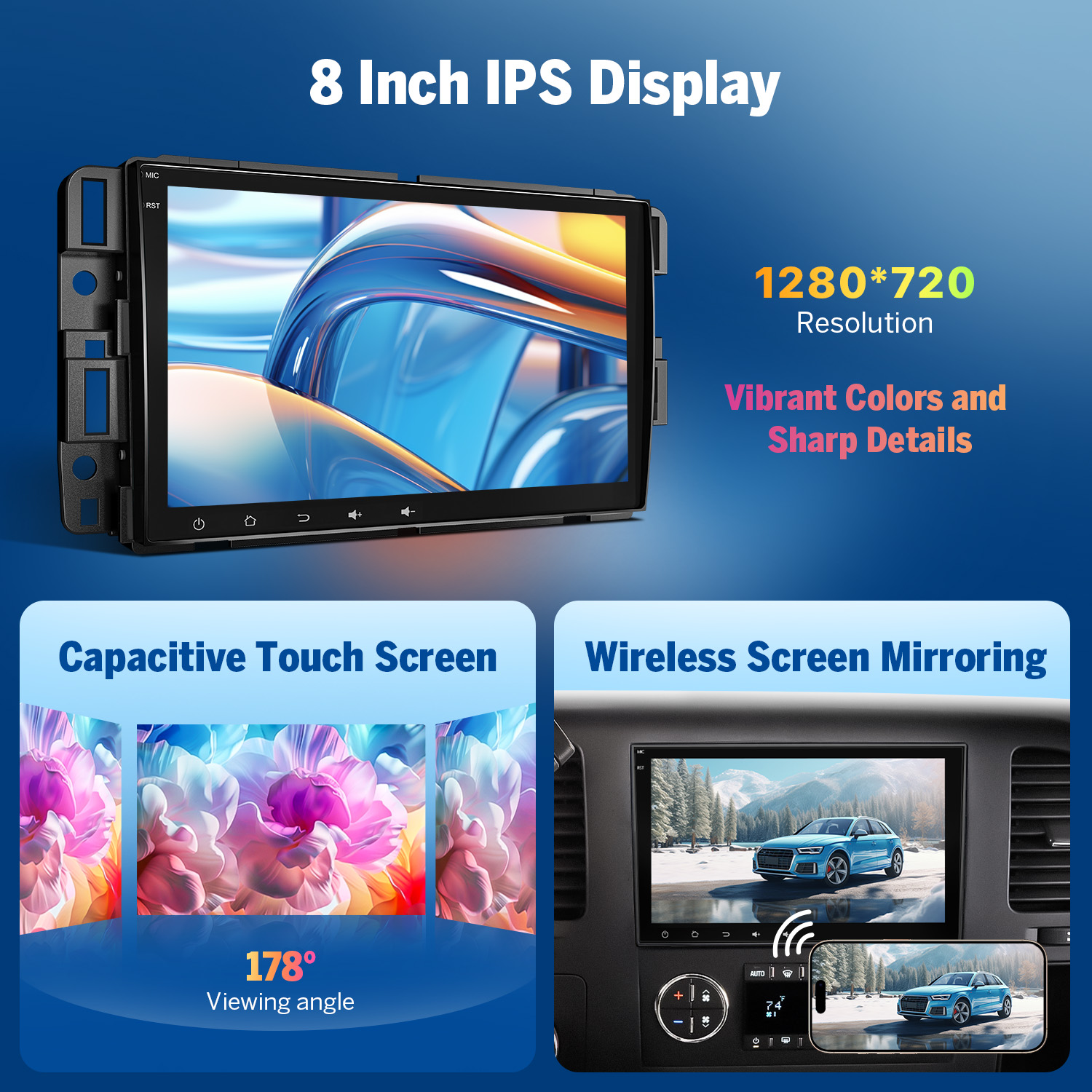 Eonon Prime Day Sale 8" Android 14 Head Unit with Wireless CarPlay & Android Auto for Chevrolet, GMC, Buick and Hummer Vehicles
