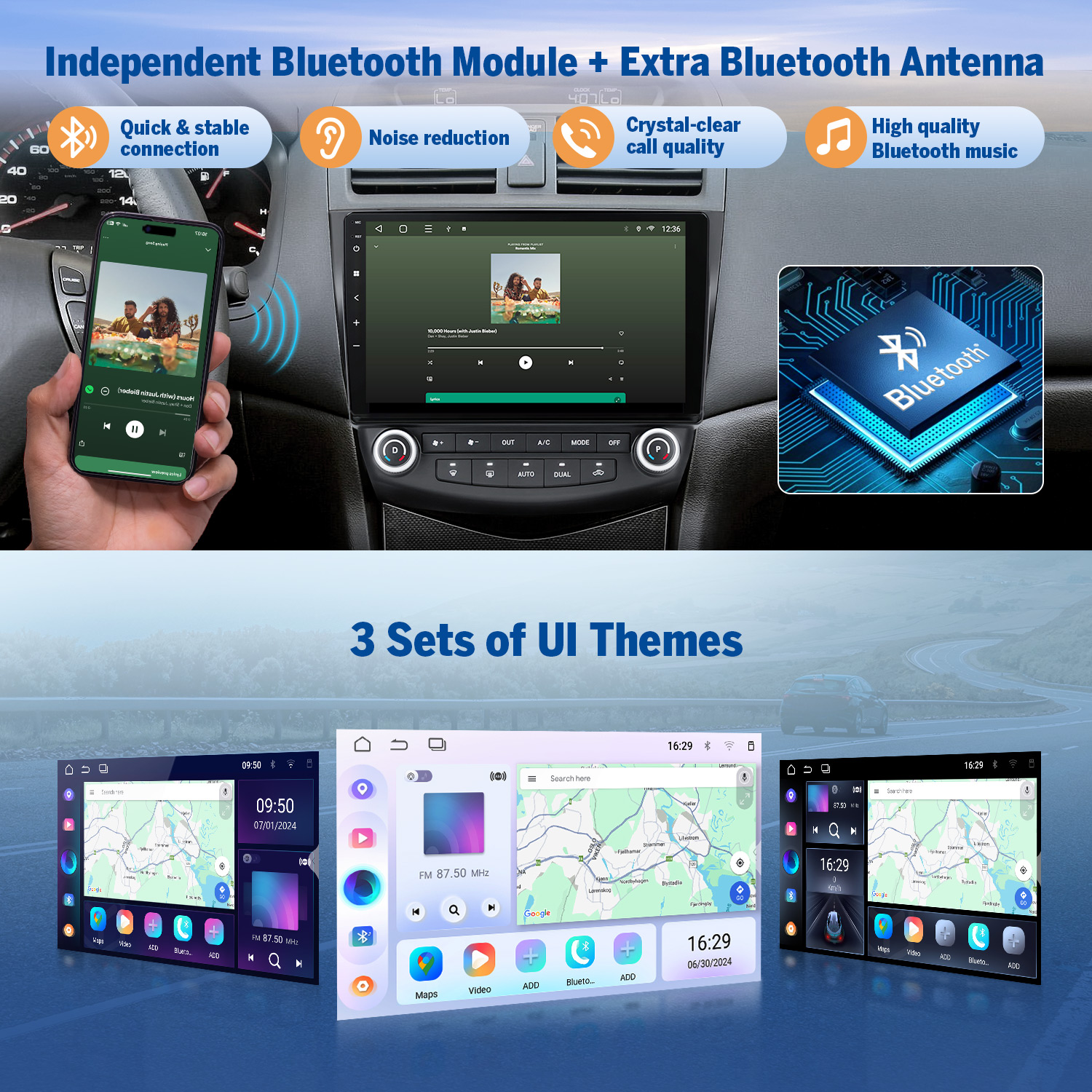 Eonon 10.1" Android 14 Car Radio with Wireless CarPlay & Android Auto for 2003-2007 Honda Accord