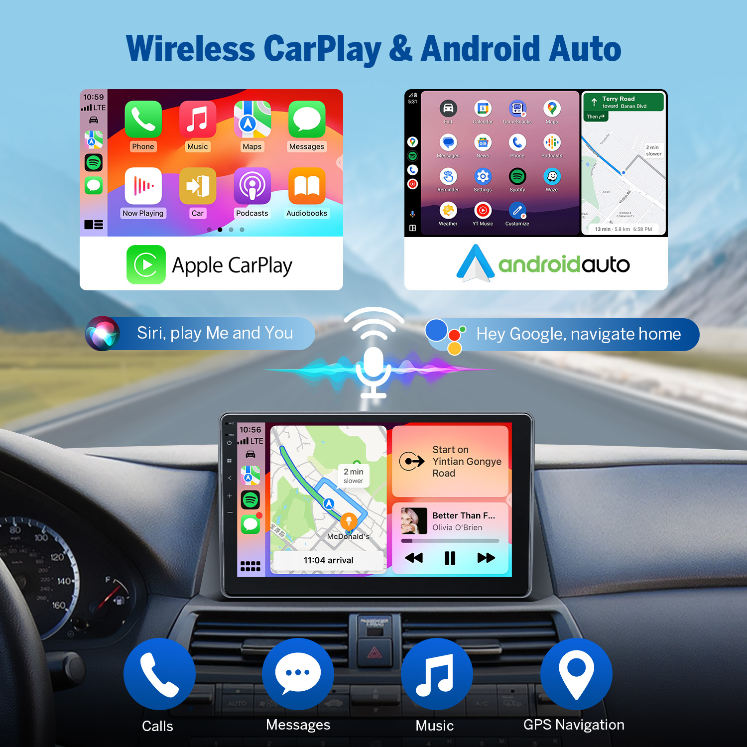 Eonon Prime Day Sale 10.1" Android 14 Head Unit with Wireless CarPlay & Android Auto for 2008-2012 Honda Accord
