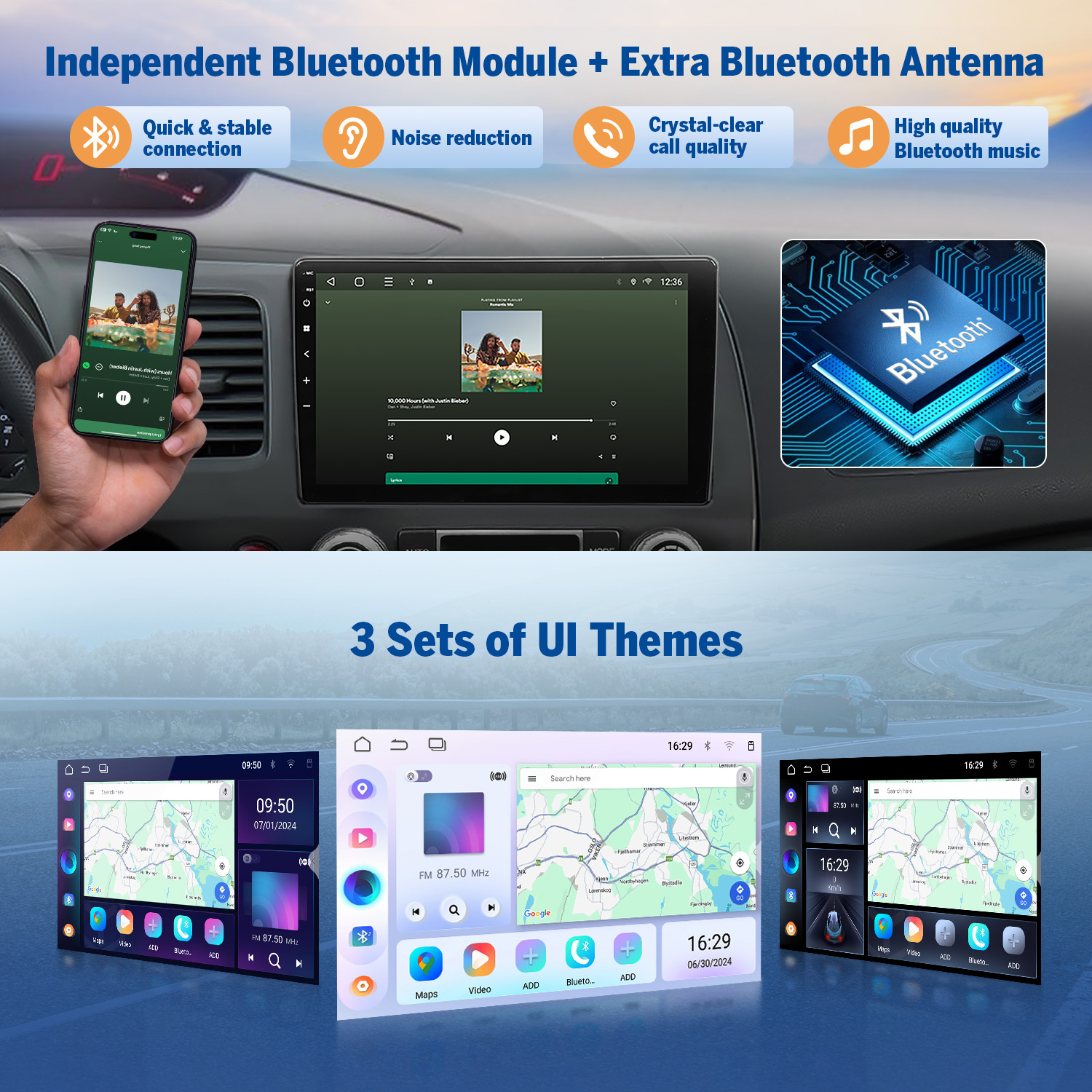 Eonon 10.1" Android 14 Car Radio with Wireless CarPlay & Android Auto for  2006-2011 Honda Civic(left-hand drive)