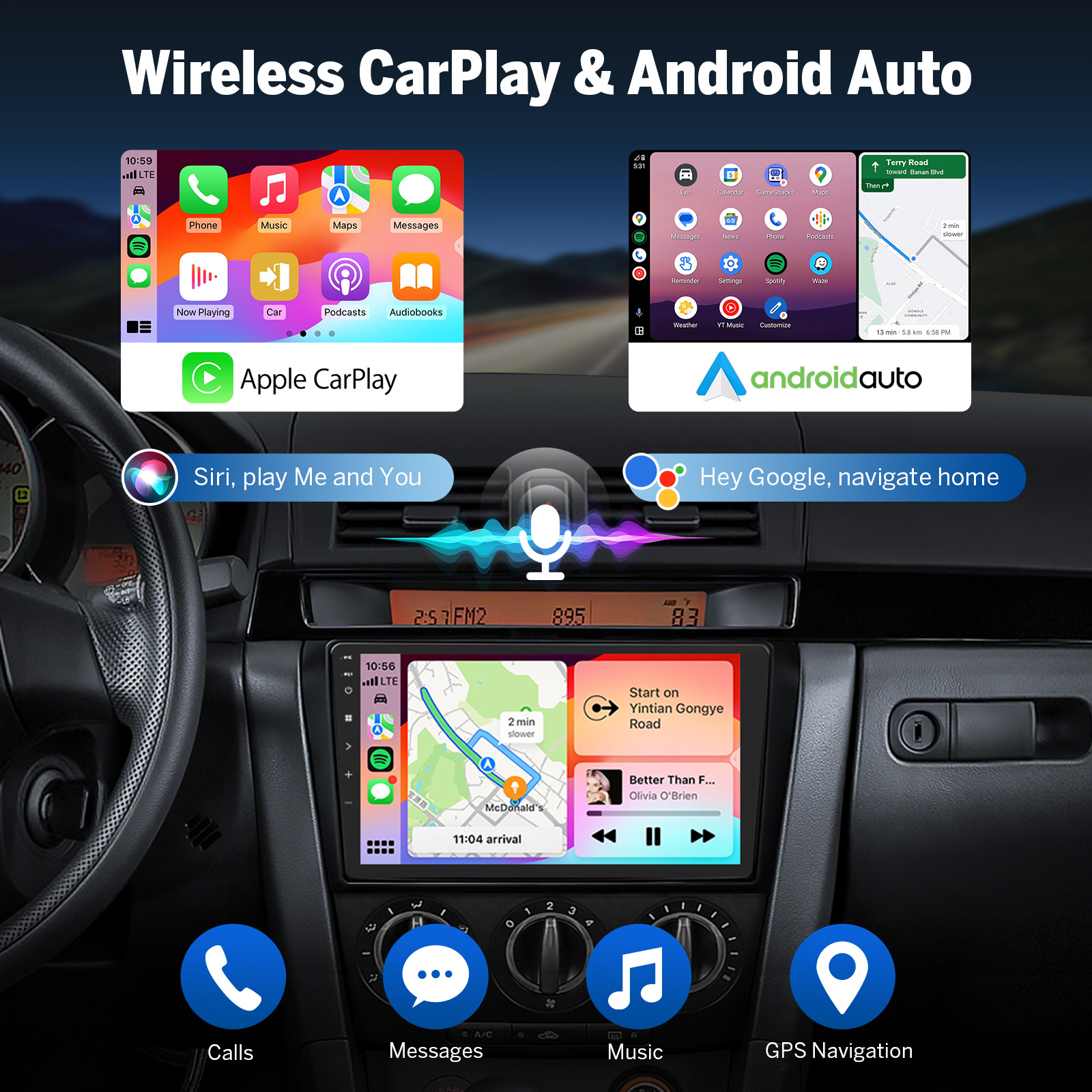 Eonon Prime Day Sale 9" Android 14 Car Radio with Wireless CarPlay & Android Auto for 2004-2009 Mazda 3