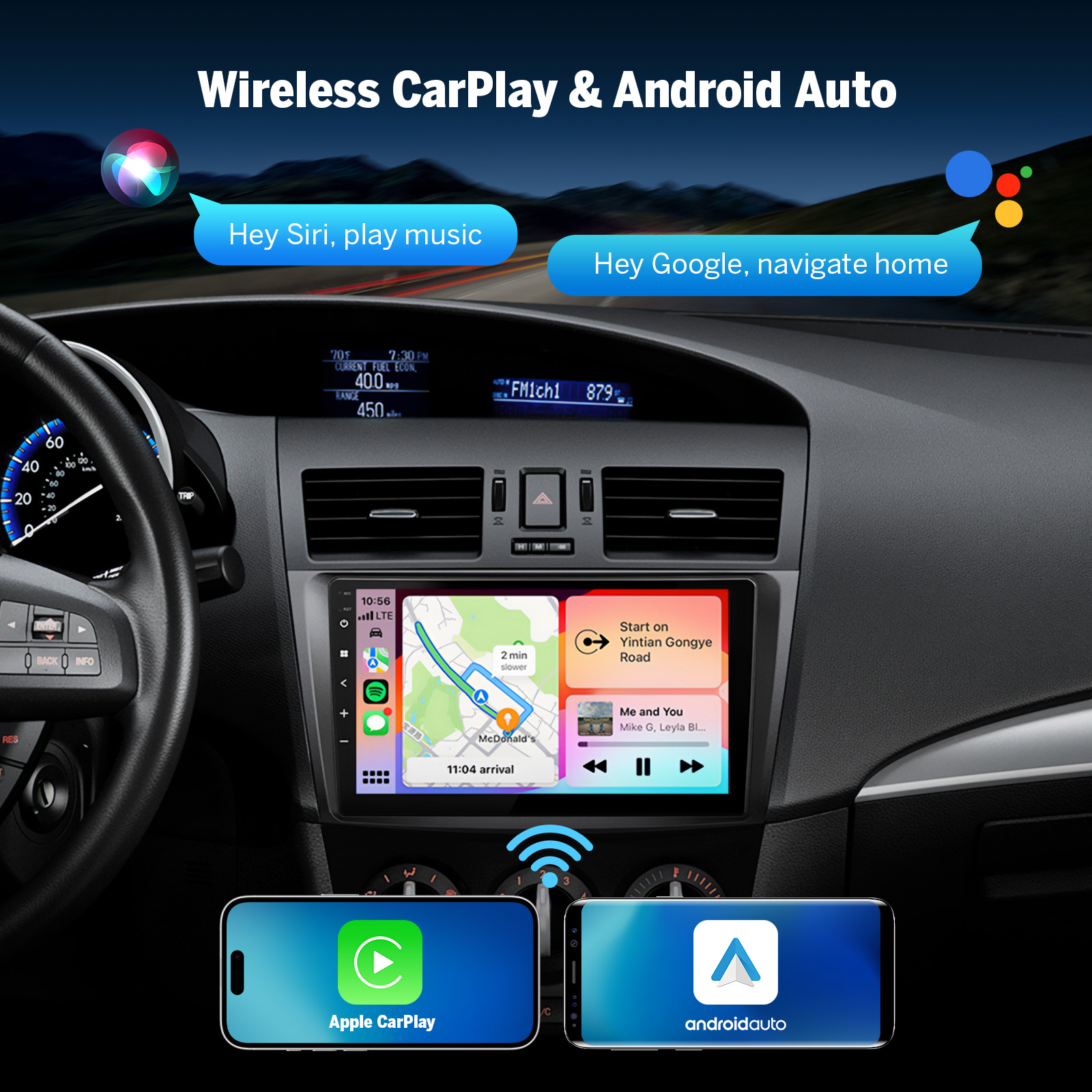 Eonon 10-13 Mazda 3 CarPlay & Android Car Stereo with Qualcomm QCM6225 8-Octa CPU
