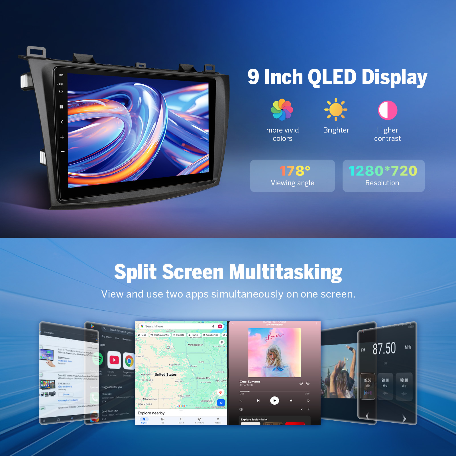 Eonon 10-13 Mazda 3 CarPlay & Android Car Stereo with Qualcomm QCM6225 8-Octa CPU