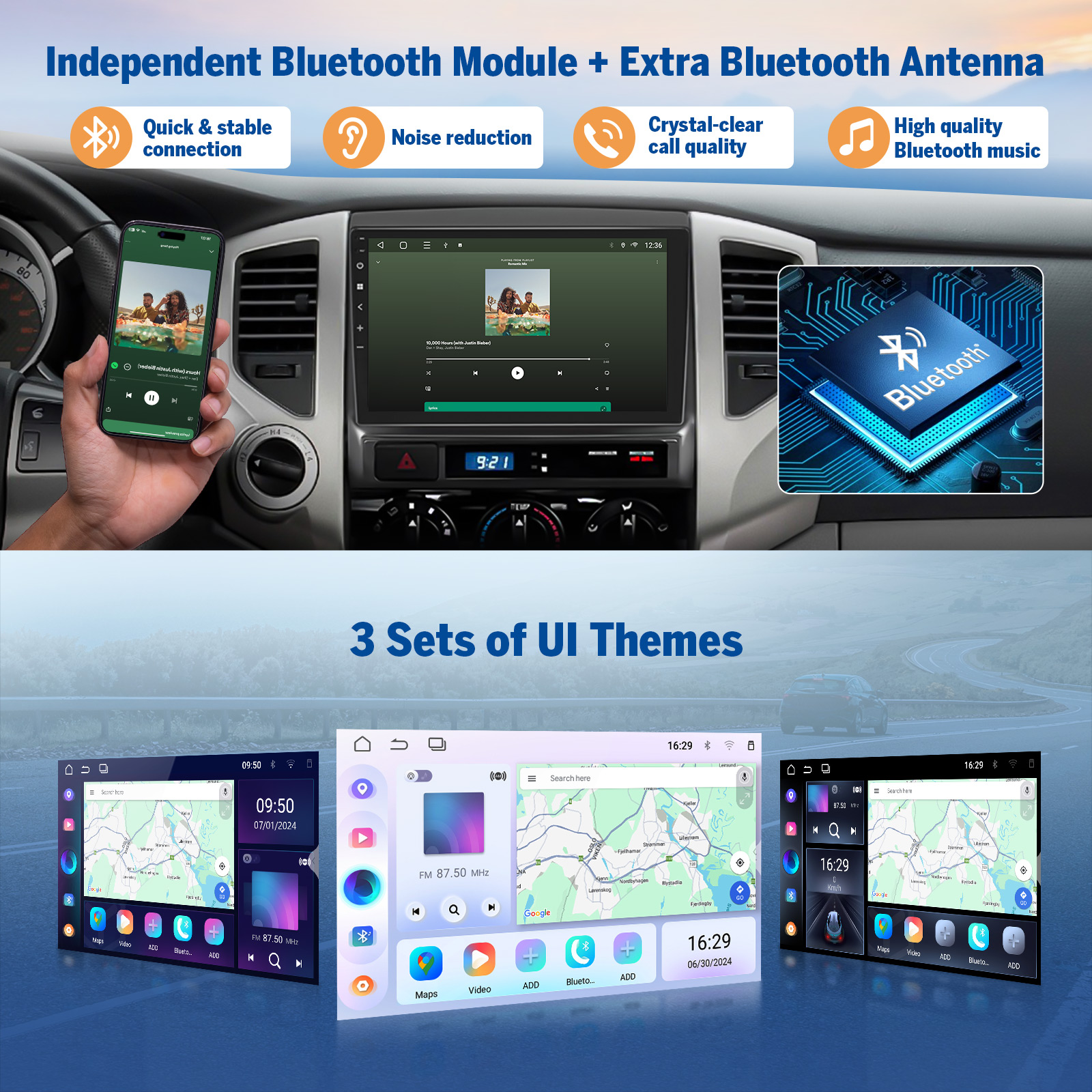 Eonon 9" Android 14 Car Radio with Wireless CarPlay & Android Auto for 2005–2013 Toyota Tacoma