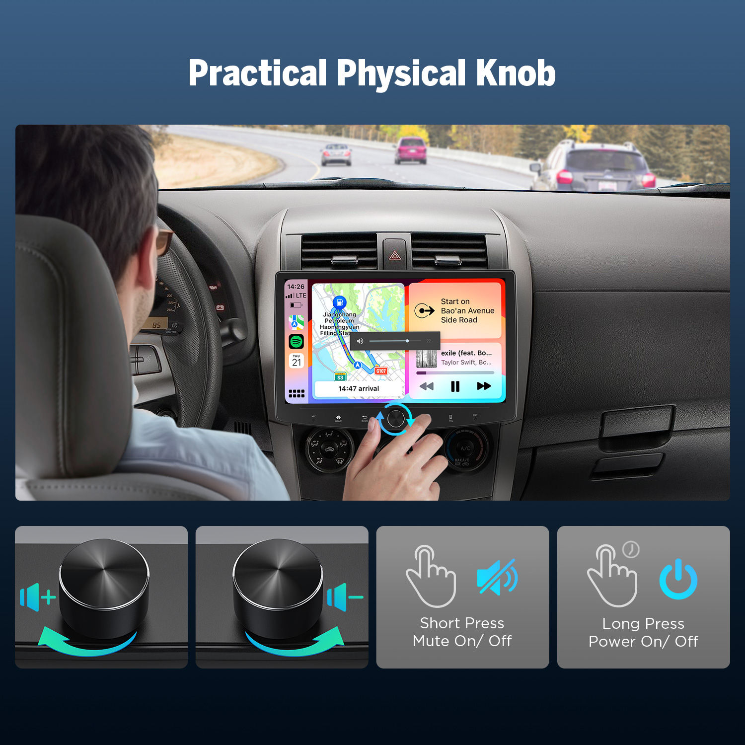 Eonon 10.1" 2 Din Android Car Stereo – Wireless CarPlay & Android Auto, Qualcomm QCM6125, 8-Core, 6GB RAM 64GB ROM