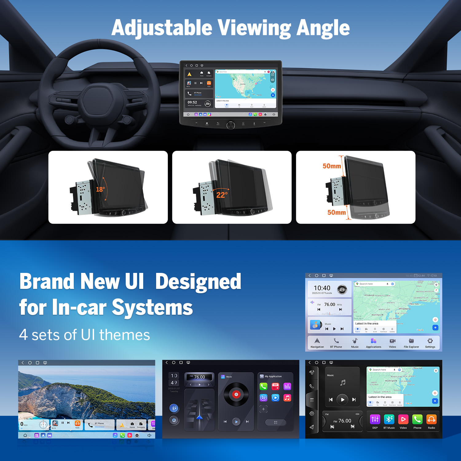 Eonon 10.1" 2 Din Android Car Stereo – Wireless CarPlay & Android Auto, Qualcomm QCM6125, 8-Core, 6GB RAM 64GB ROM