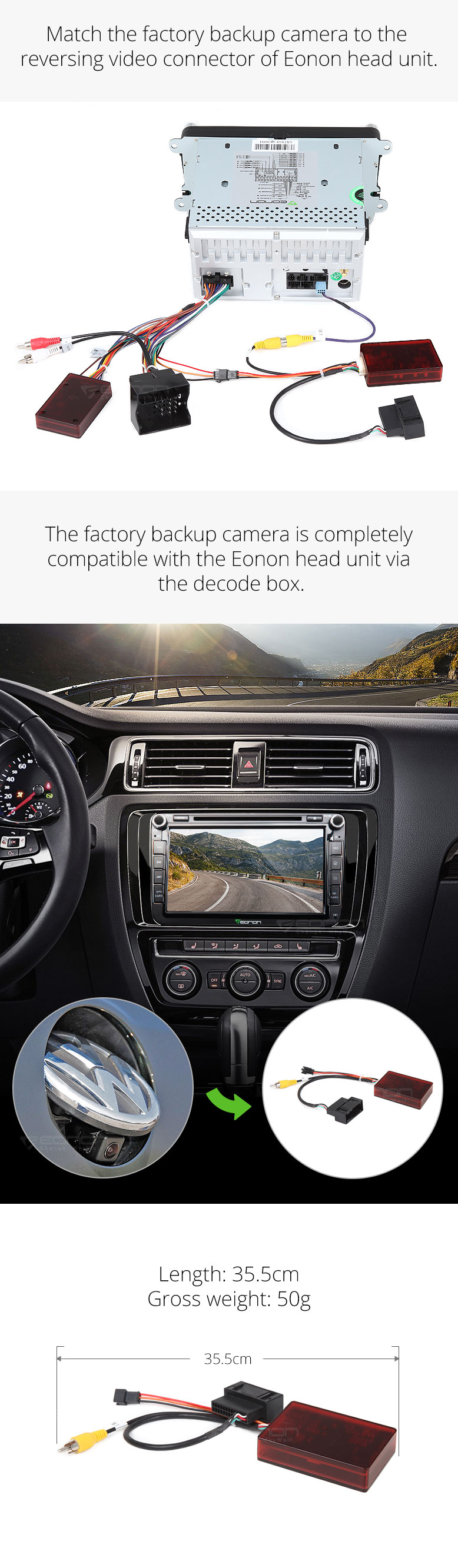 A0580 Backup Camera Decoder Box for Volkswagen VW Jetta 6 Eonon Car Stereo Radio 