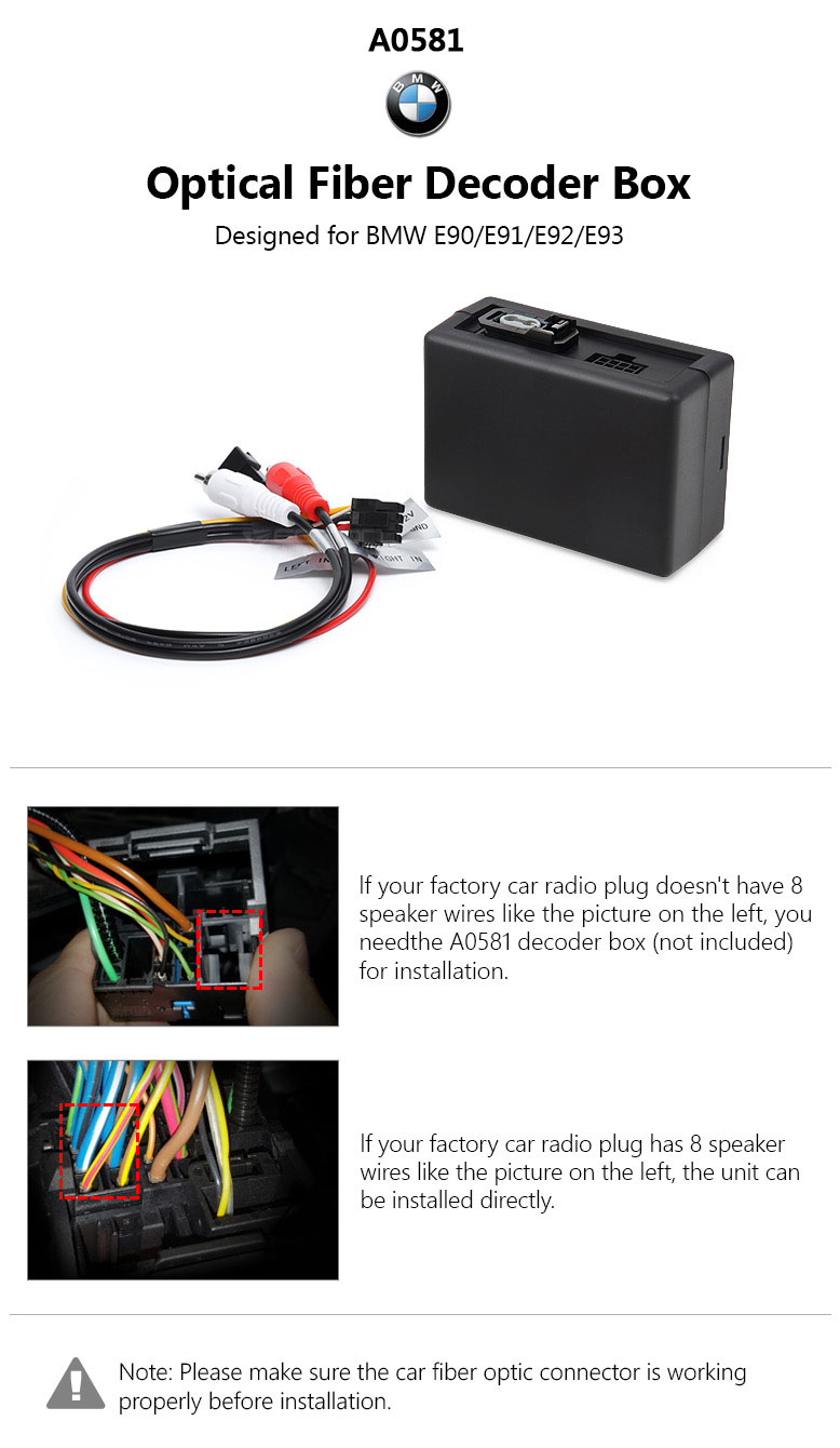 Optical Fiber Decoder Box For BMW E90-E93 Car Stereo Sound System Converter 