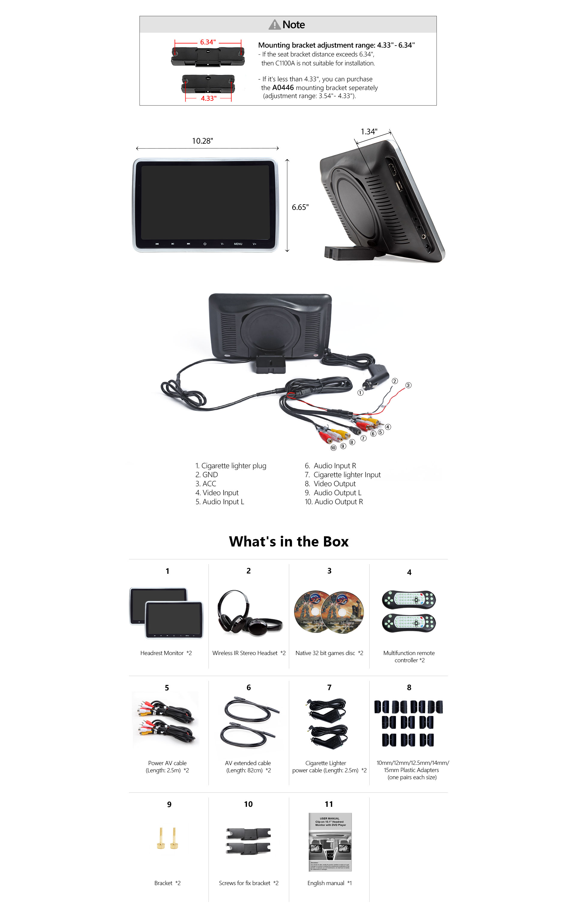 10.1 inch car monitor