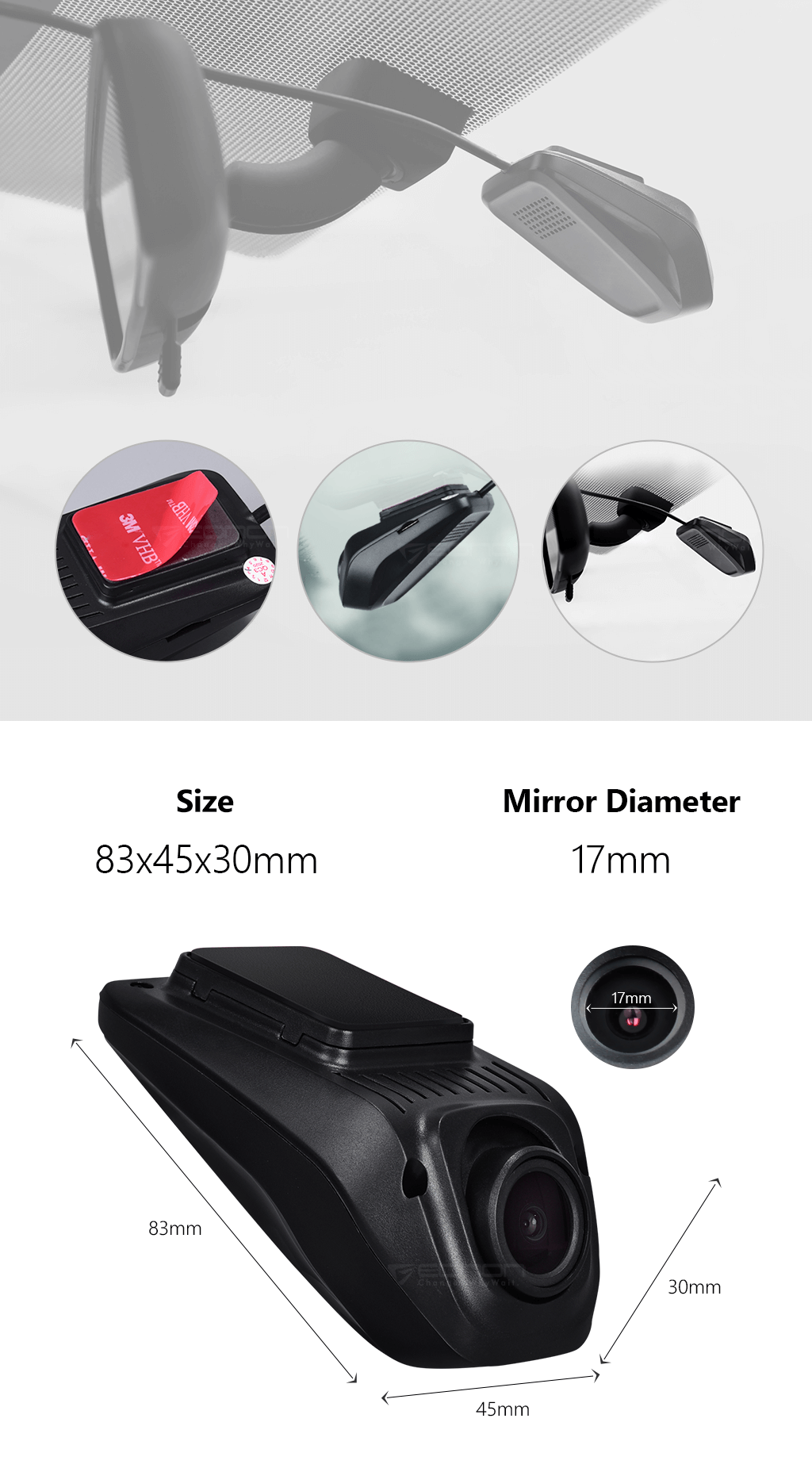 2019 Dash Cam for Cars,Eonon Car DVR,Dashboard Camera,Car Recorder for Eonon Android 8.0/7.1/6.0/5.1/4.4/4.2 Head Units-R0008