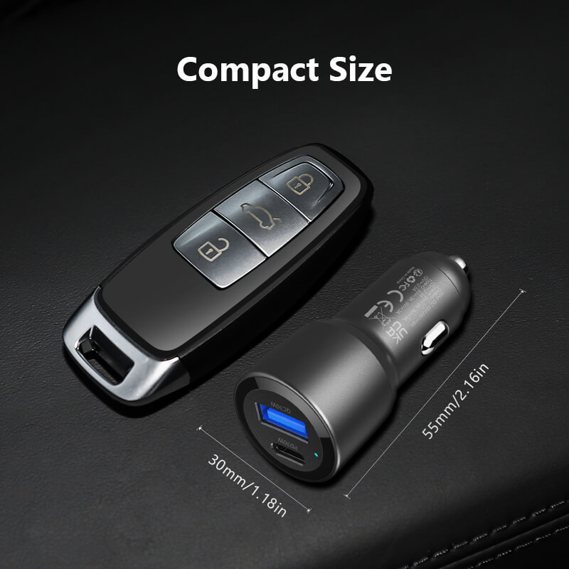 Eonon 60W Car Cigarette Lighter to USB-A/Type-C Fast Charging Adapter