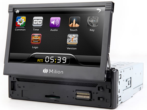 7 Inch Motorized Touch Screen 1 Din Car DVD Player - Ultra-thin Screen, Detachable Front Panel, Opening Logo