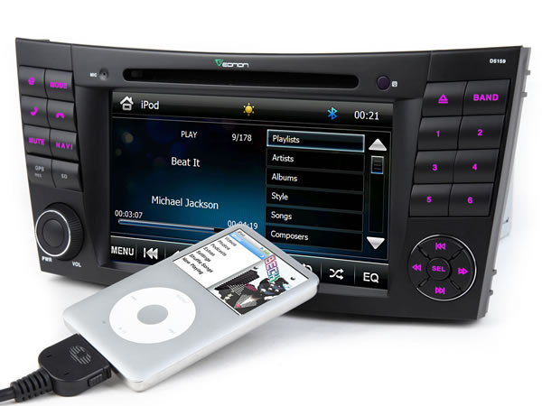 7 Inch Digital Touch Screen Car DVD Player With Built-in GPS For Mercedes-Benz E-Class/G-Class/CLS-Class + Map Optional