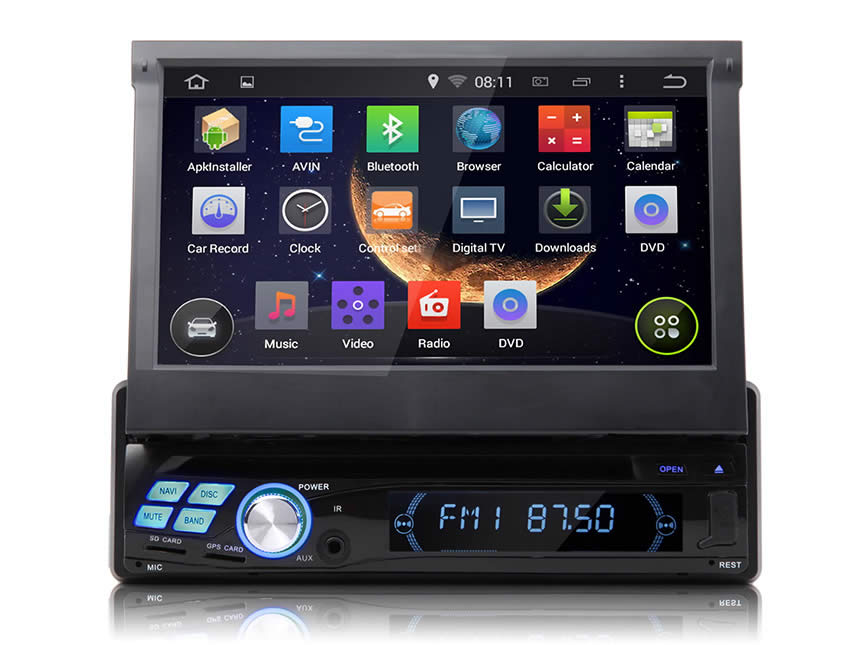1-DIN Android 4.4.4 Quad-Core 7” Multimedia Car DVD GPS with Mutual Control Easy Connection