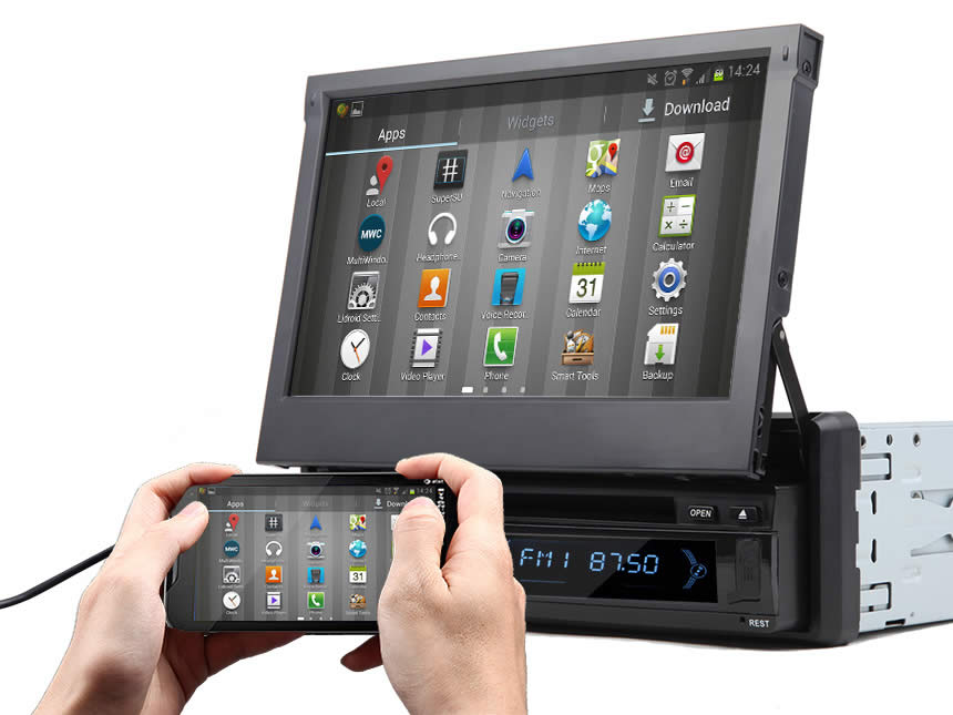 1-DIN Android 4.4.4 Quad-Core 7” Multimedia Car DVD GPS with Mutual Control Easy Connection