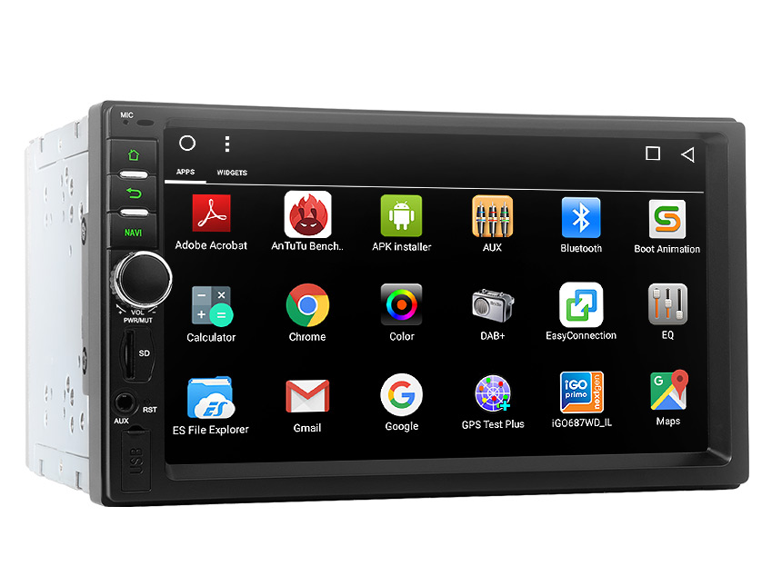 Android 7.1 Quad-Core 1GB RAM 16GB ROM Double Din Universal Head Unit 1024x600 HD Touchscreen Panel 7 Inch Radio GPS Navigation Support 4G WiFi Bluetooth Connection