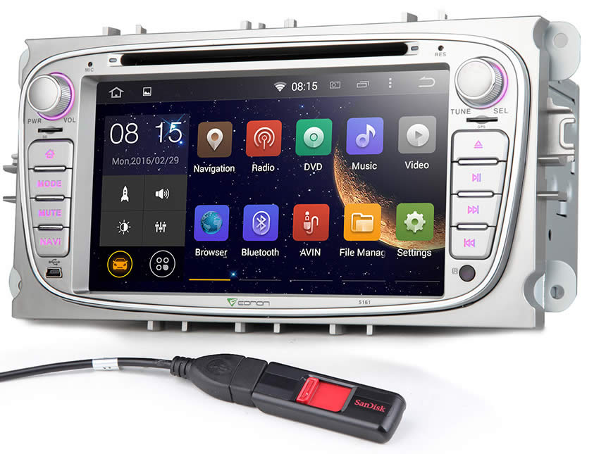 Ford Focus/Mondeo/S-max Android 4.4.4 Quad-Core 7″ Multimedia Car DVD GPS with Mutual Control EasyConnected  