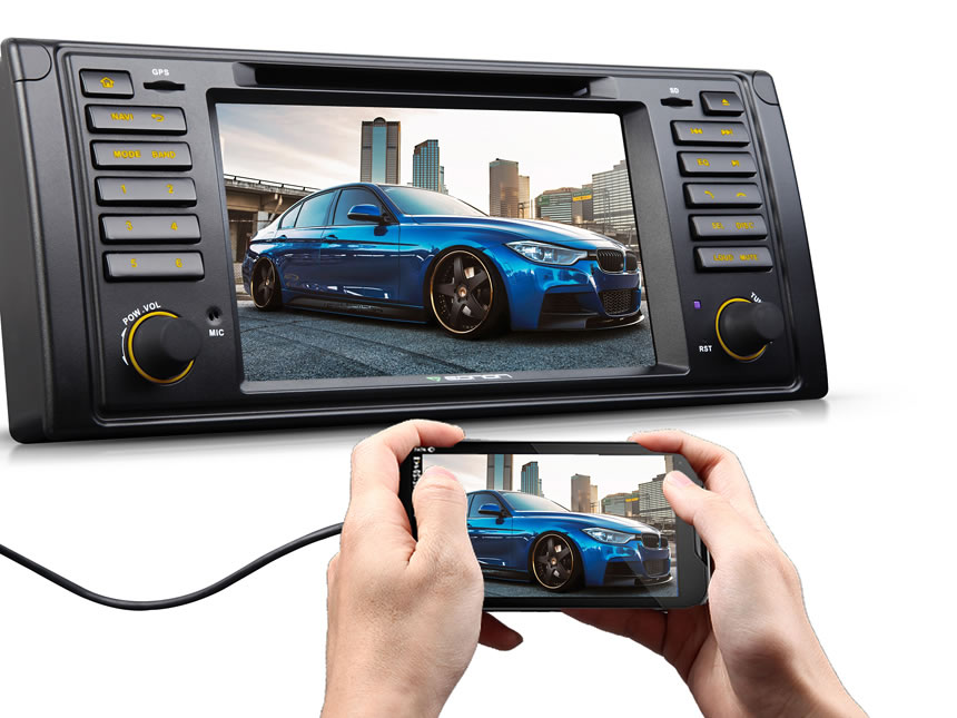 BMW E39 Android 5.1.1 Lollipop Quad-Core 7″ Multimedia Car DVD GPS with Mutual Control Easy Connection