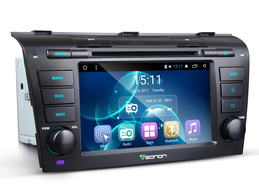 Mazda 3 2004-2009 Android 6.0 Double DIN In-Dash DVD/CD/AM/FM Car Stereo 7 Inch Touchscreen Car DVD Receiver With Bluetooth and HD Radio 2GB RAM Quad-Core Multimedia Car DVD GPS Navigation With Steering Wheel Control