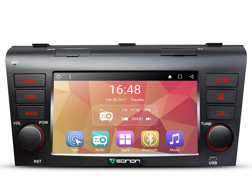 Mazda 3 2004-2009 Android 6.0 7 Inch HD Digital Multimedia Touchscreen 1080P Car Head Unit Double Din Car GPS Navigation System In-Dash FM Aux Input Receiver Car Radio Media Player Car Stereo With Built-in Bluetooth Receiver and HD Radio(Without CD/DVD Player Function)