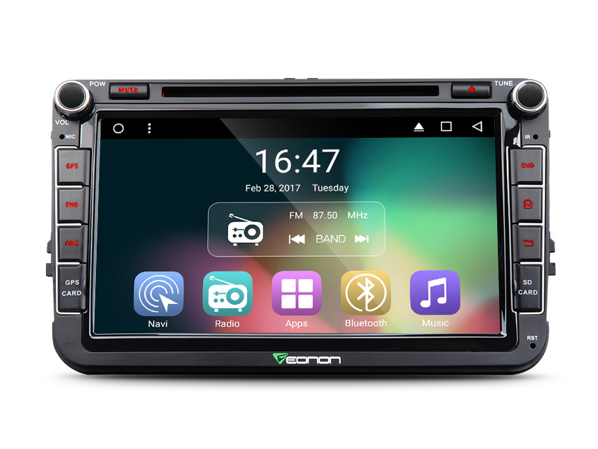 Volkswagen(VW)/SEAT/SKODA Android 6.0 Marshmallow 1GB RAM Quad-Core 8” Double 2 Din 16GB ROM In Dash Car MP3 Touch FM Radio Stereo Bluetooth Music Player with EasyConnection Airplay Mirroring Media Receiver