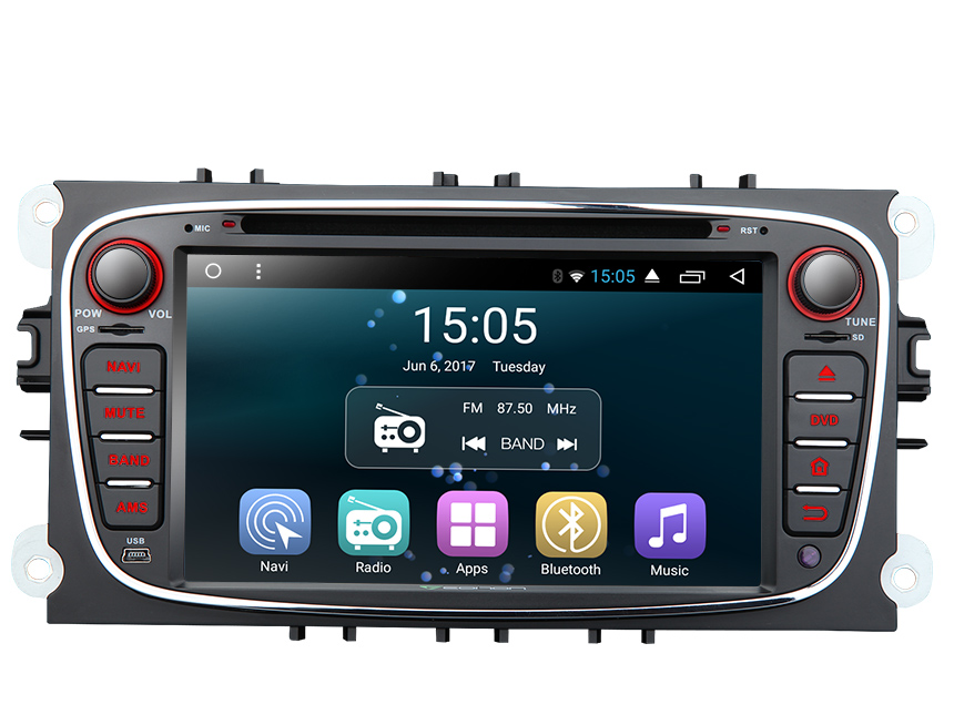 Ford Focus/Mondeo/S-max Android 6.0 Car Stereo With Built-in Bluetooth 4.0 Quad Core Aftermarket Universal Double 2 Din Car Radio Receiver 2GB RAM In Dash Android Head Unit 7 Inch Touchscreen DVD/CD/AM/FM Car GPS Navigation System With Steering Wheel Control