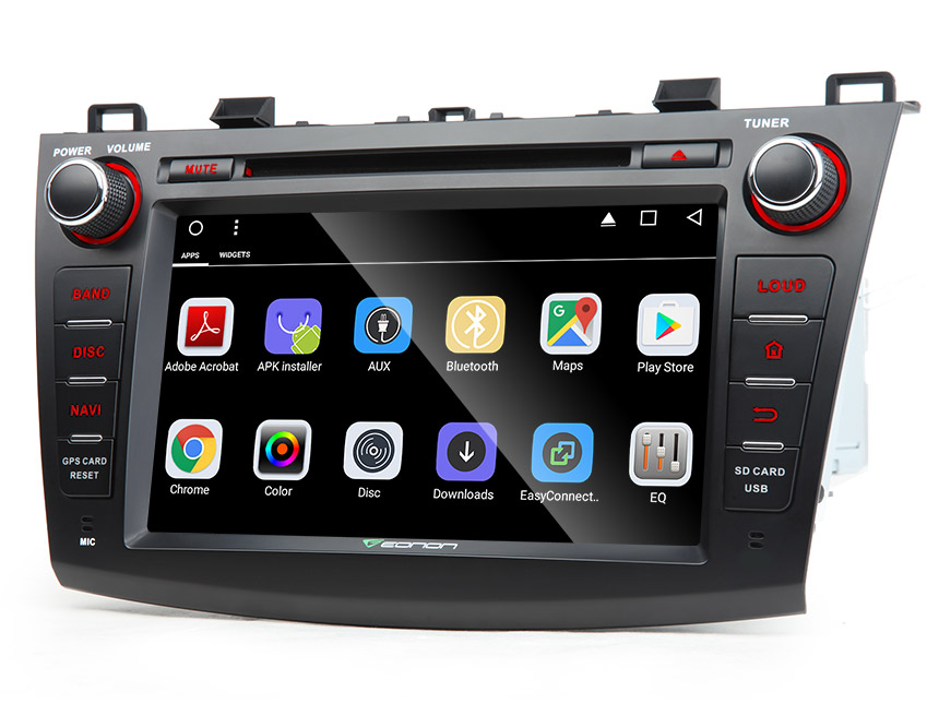 Mazda 3 2010 - 2013 Android 6.0 Head Unit 1024x600 HD Multi-touch Screen 8” Bluetooth Car Stereo with Built in Wi-Fi Auto Radio Steering Wheel Control Supports Subwoofer Audio Output Phone Mirroring