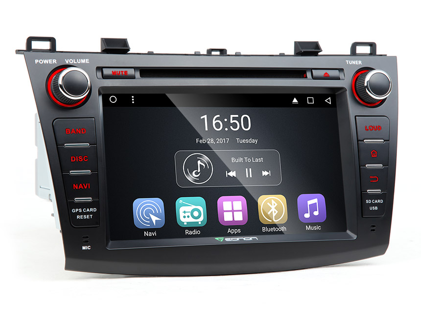 Mazda 3 2010 - 2013 Android 6.0 Head Unit 1024x600 HD Multi-touch Screen 8” Bluetooth Car Stereo with Built in Wi-Fi Auto Radio Steering Wheel Control Supports Subwoofer Audio Output Phone Mirroring